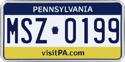 PA license plate MSZ0199
