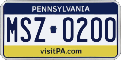 PA license plate MSZ0200