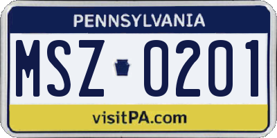 PA license plate MSZ0201