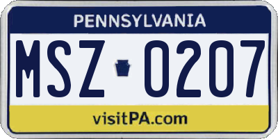 PA license plate MSZ0207