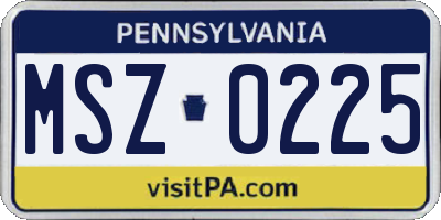 PA license plate MSZ0225