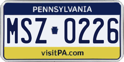 PA license plate MSZ0226