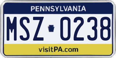 PA license plate MSZ0238