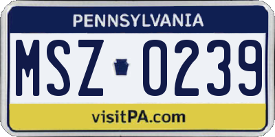 PA license plate MSZ0239