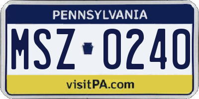 PA license plate MSZ0240