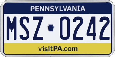 PA license plate MSZ0242