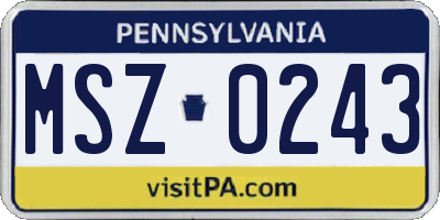 PA license plate MSZ0243