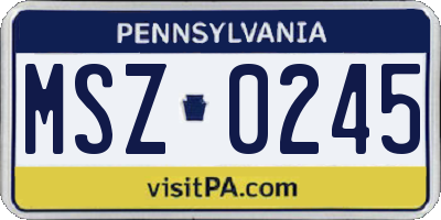 PA license plate MSZ0245