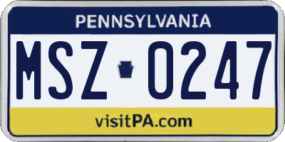 PA license plate MSZ0247