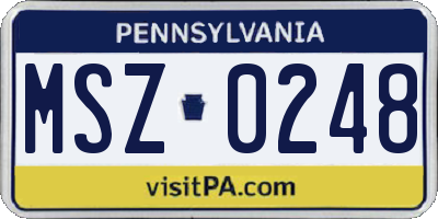 PA license plate MSZ0248
