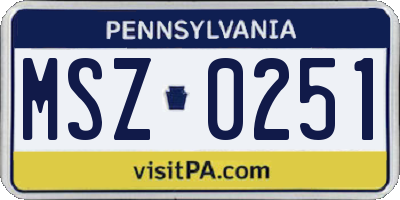 PA license plate MSZ0251