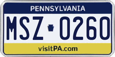 PA license plate MSZ0260