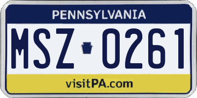 PA license plate MSZ0261