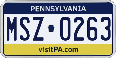 PA license plate MSZ0263