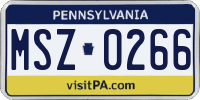 PA license plate MSZ0266