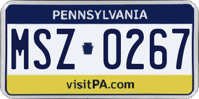 PA license plate MSZ0267