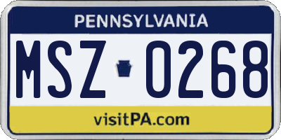 PA license plate MSZ0268