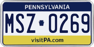 PA license plate MSZ0269