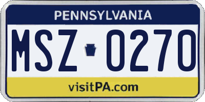 PA license plate MSZ0270