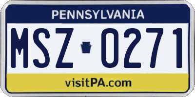 PA license plate MSZ0271