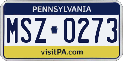 PA license plate MSZ0273