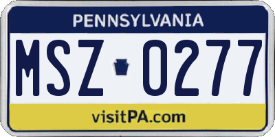 PA license plate MSZ0277