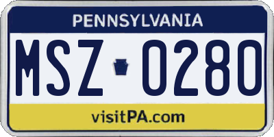 PA license plate MSZ0280
