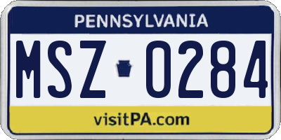 PA license plate MSZ0284