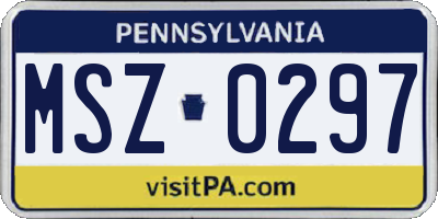 PA license plate MSZ0297