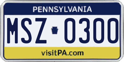 PA license plate MSZ0300