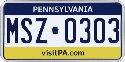 PA license plate MSZ0303