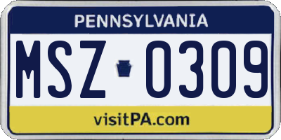 PA license plate MSZ0309
