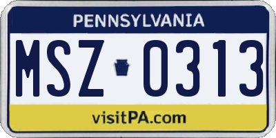 PA license plate MSZ0313