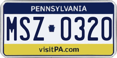 PA license plate MSZ0320