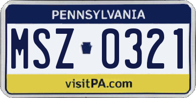 PA license plate MSZ0321