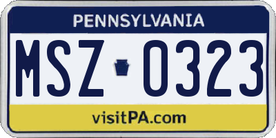 PA license plate MSZ0323