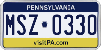 PA license plate MSZ0330