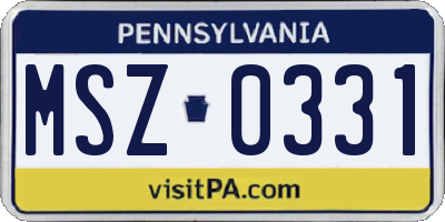 PA license plate MSZ0331