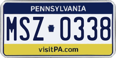 PA license plate MSZ0338