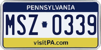 PA license plate MSZ0339