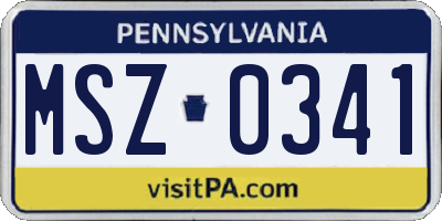 PA license plate MSZ0341