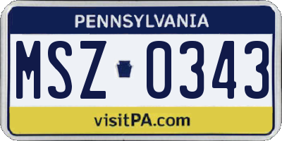 PA license plate MSZ0343