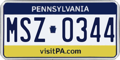 PA license plate MSZ0344