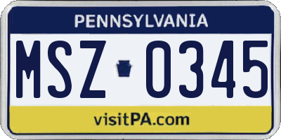 PA license plate MSZ0345