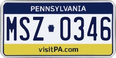 PA license plate MSZ0346