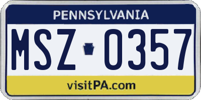 PA license plate MSZ0357