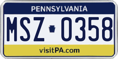 PA license plate MSZ0358