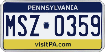 PA license plate MSZ0359