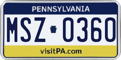 PA license plate MSZ0360
