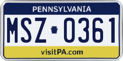 PA license plate MSZ0361